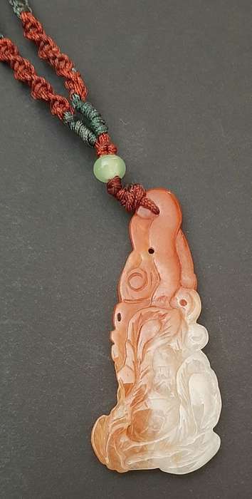 Chinese White `Mutton Fat` Jade (Yu) Fenghuang  Pendant (8.75g).