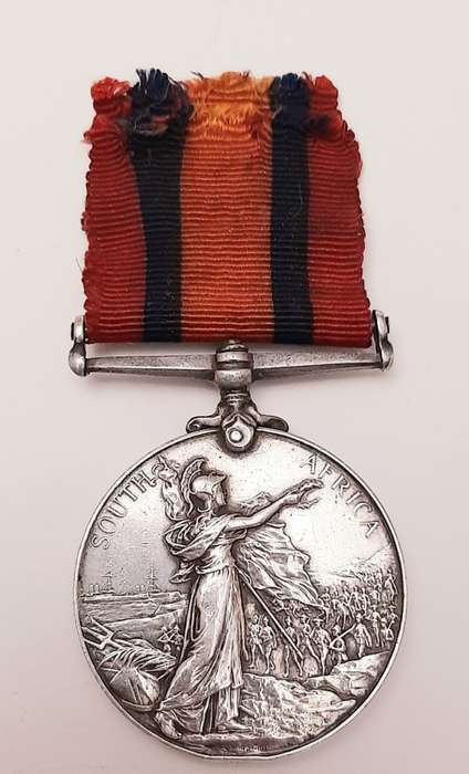 ** RARE: Boer War att. Cape Infantry Queen`s South Africa Medal w/ Silk Ribbon(Suspender Repaired)**