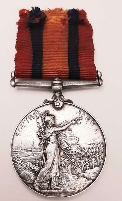 ** RARE: Boer War att. Cape Infantry Queen`s South Africa Medal w/ Silk Ribbon(Suspender Repaired)**