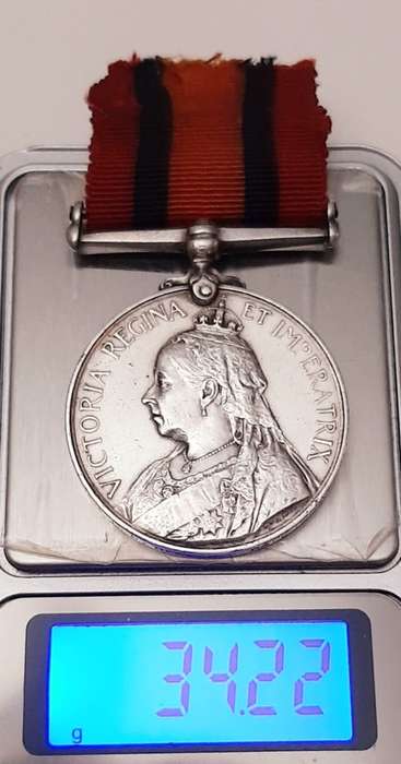 ** RARE: Boer War att. Cape Infantry Queen`s South Africa Medal w/ Silk Ribbon(Suspender Repaired)**