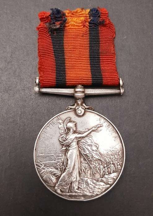 ** RARE: Boer War att. Cape Infantry Queen`s South Africa Medal w/ Silk Ribbon(Suspender Repaired)**