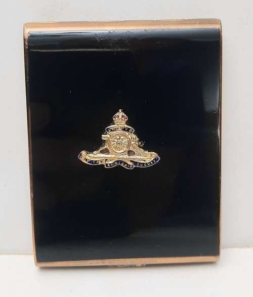 ** WW2 South African Field Artillery: Ladies` Enamel & Gold-Plated Rim Powder Compactum (7cmx8cm).**