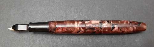 ** RARE:  Pair 14ct Gold Nib Conway-Stewart Fountain Pens w/ Oak Case (USED).**
