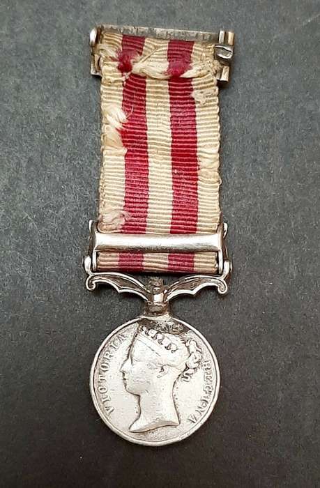 1858 Indian Mutiny Miniature Medal with Lucknow Clasp and Silk Ribbon