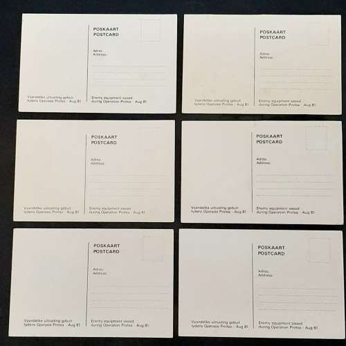 **Border War:  Lot 6 x Assorted 1981 Operation Protea SADF Propaganda Postcards (UNUSED).**