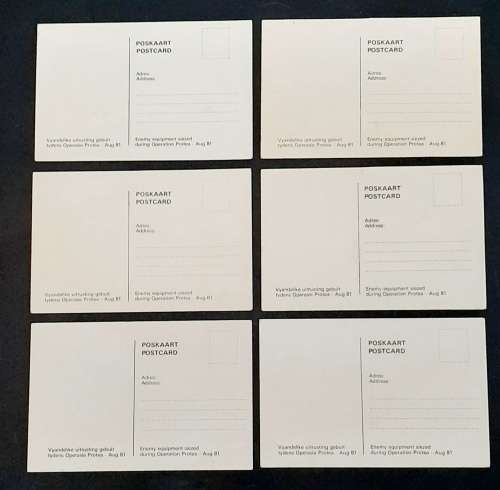 **Border War:  Lot 6 x Assorted 1981 Operation Protea SADF Propaganda Postcards (UNUSED).**