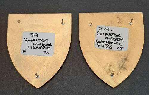 Border War 1970s SADF Quartermaster General Lucite Flash Pair Pins