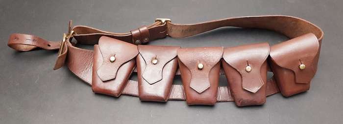 WW1 Union Defence Force 1903 Pattern Leather 5-Pocket Bandolier with Retention Loop