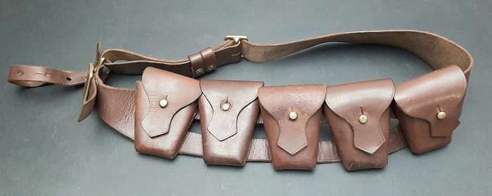WW1 Union Defence Force 1903 Pattern Leather 5-Pocket Bandolier with Retention Loop