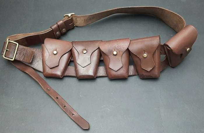 WW1 Union Defence Force 1903 Pattern Leather 5-Pocket Bandolier with Retention Loop