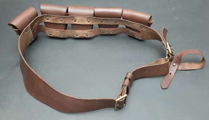WW1 Union Defence Force 1903 Pattern Leather 5-Pocket Bandolier with Retention Loop