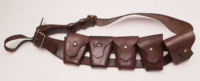 WW1 Union Defence Force 1903 Pattern Leather 5-Pocket Bandolier with Retention Loop