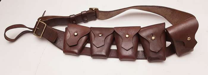 WW1 Union Defence Force 1903 Pattern Leather 5-Pocket Bandolier with Retention Loop