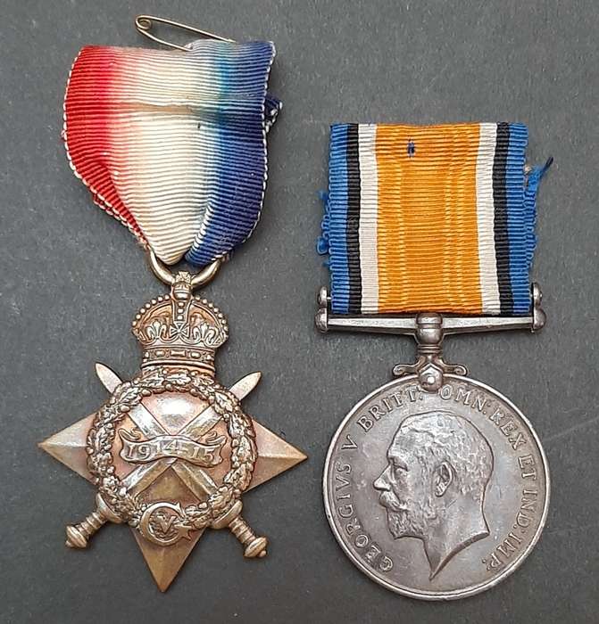 WW1 1914-15 Star & .925 Silver British War Medal with Silk Ribbons (5th S.A.M.R)