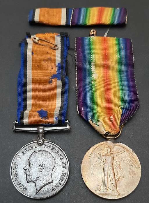 **WW1 : .925 Silver British War Medal & Victory Medal w/ Silk Ribbons (S.A.H.A).**