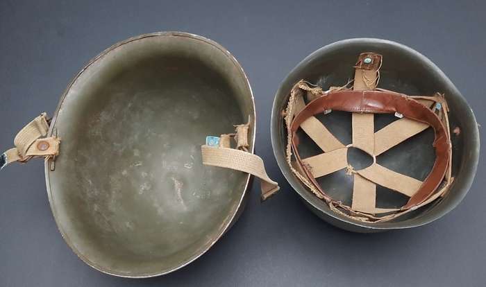 **Border War : 1960s SADF Green Steel Helmet w/ Liner (USED)**