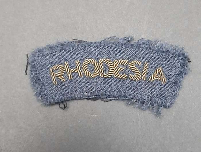 ** RARE: WW2 Royal Rhodesian Air Force: Bullion Shoulder Title x1**