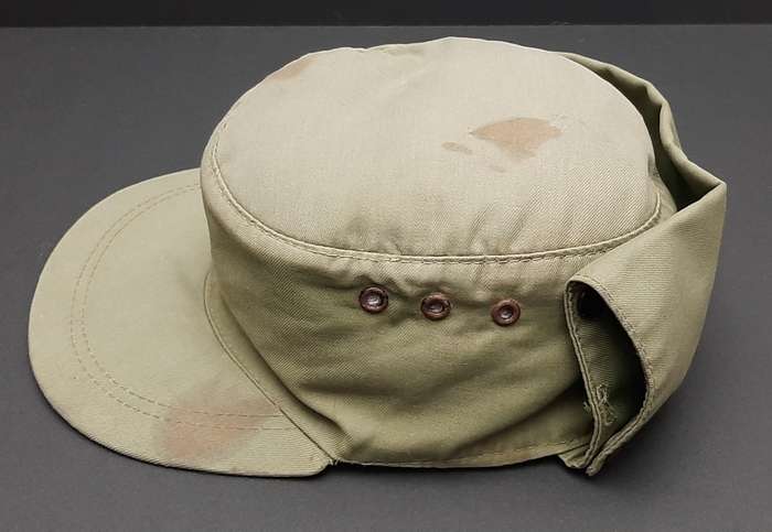 **Border War : 1980s Koevoet Olive Drab Flap Cap w/ Bloodstains .**