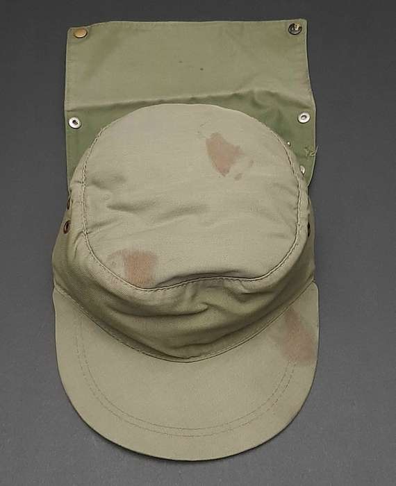 **Border War : 1980s Koevoet Olive Drab Flap Cap w/ Bloodstains .**