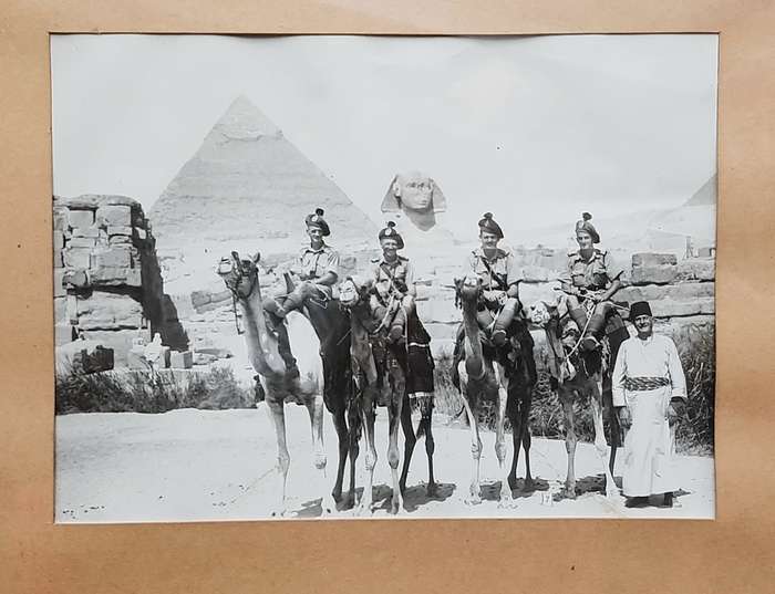 **WW2 Egypt :1941 Large Scottish/ Irish Regiment Framed Photograph at Giza (35cm x32cm).**