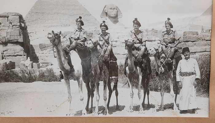 **WW2 Egypt :1941 Large Scottish/ Irish Regiment Framed Photograph at Giza (35cm x32cm).**