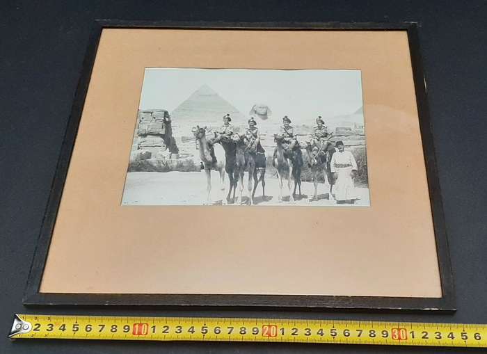 **WW2 Egypt :1941 Large Scottish/ Irish Regiment Framed Photograph at Giza (35cm x32cm).**