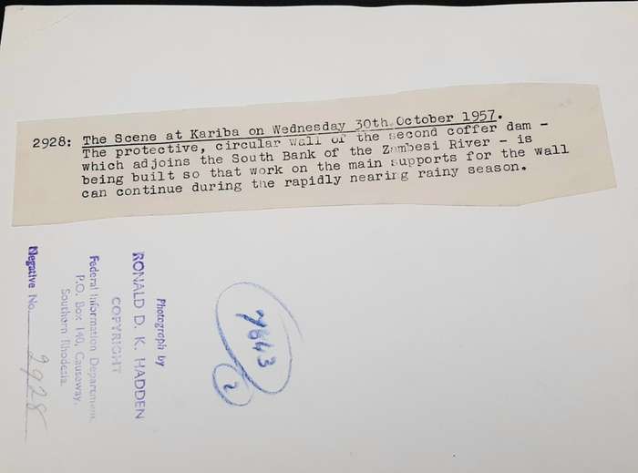 **RARE: Rhodesia Kariba Dam 1950s Official Construction Photograph Lot x3 (INSCRIBED).**