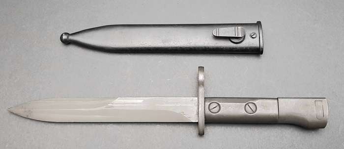 **Border War : 1960s SADF Type I Uzi Bayonet w/ Steel Scabbard**