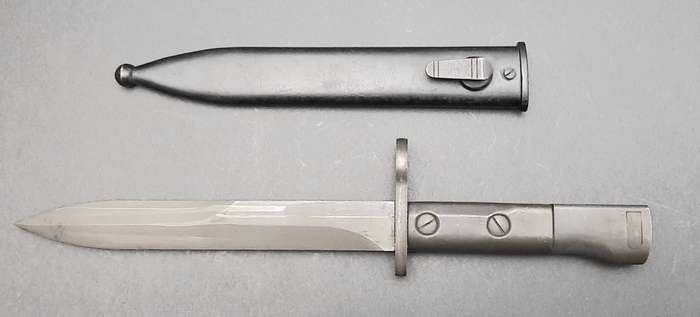 **Border War : 1960s SADF Type I Uzi Bayonet w/ Steel Scabbard**
