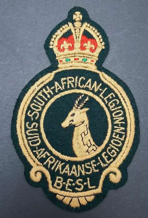 **WW1 / 2 : South African Legion Embroidered Blazer Badge (13cm x 7cm).**