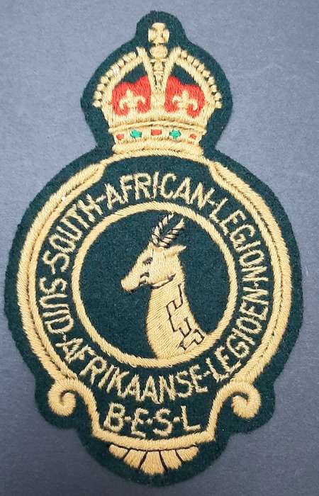 **WW1 / 2 : South African Legion Embroidered Blazer Badge (13cm x 7cm).**