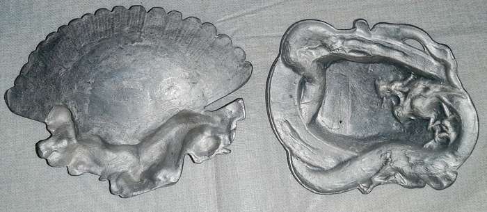**RARE: WW1 German L33 Zeppelin Salvage Ashtrays x2 (Inscribed).**