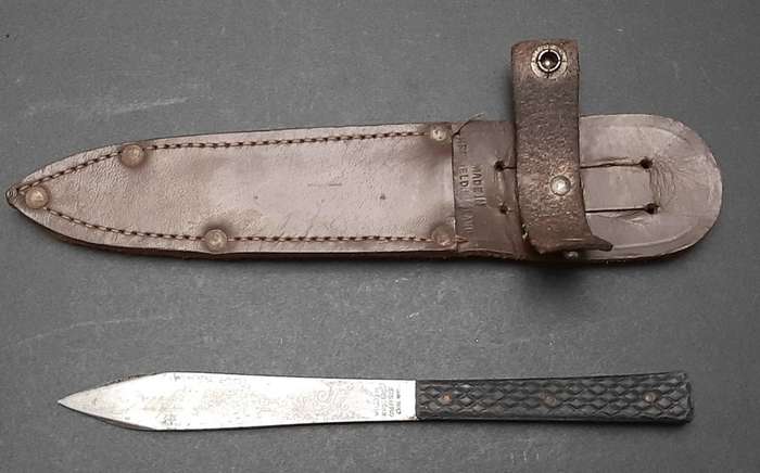 WW2 William Rodgers Truflite Boot/Throwing Knife with Scabbard 15cm