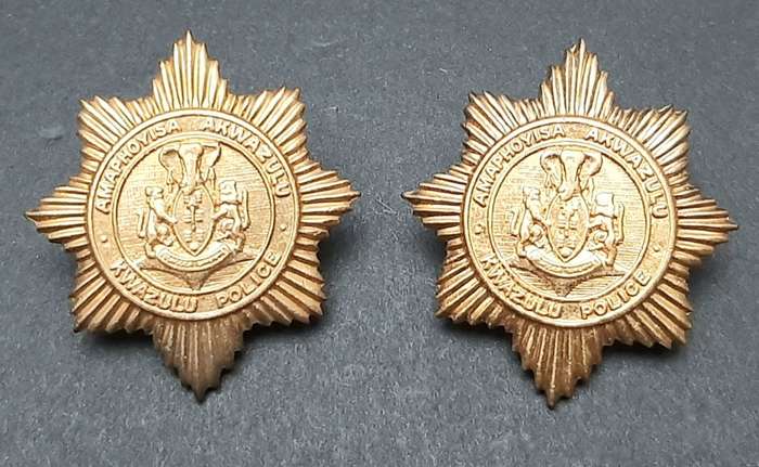 **Border War : 1980s KwaZulu Police Collar Badges(Pins intact).**