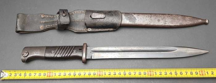 WW2 German K98 Bayonet with Scabbard and Leather Frog (Clemen & Jung) Matching Serials