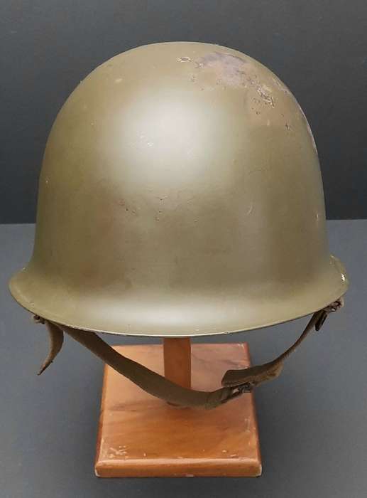 **Border War: SADF 1960s Camouflage Green Steel Helmet w/ Liner & Strap (1964).**