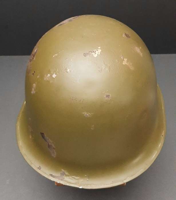 **Border War: SADF 1960s Camouflage Green Steel Helmet w/ Liner & Strap (1964).**