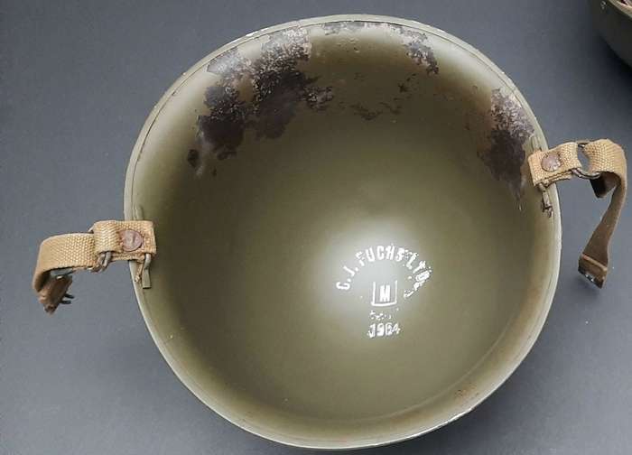 **Border War: SADF 1960s Camouflage Green Steel Helmet w/ Liner & Strap (1964).**