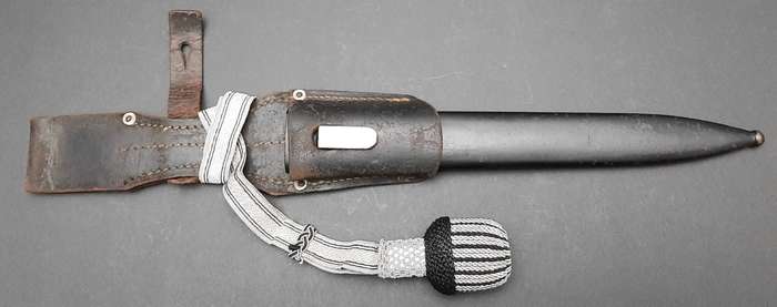 WW2 German Ceremonial K98 Bayonet with Troddle & Leather Frog