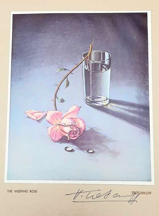 **RARE: Hand-Signed Vladimir Tretchikoff `The Weeping Rose`  Lithographic Print (36cm x27cm).**