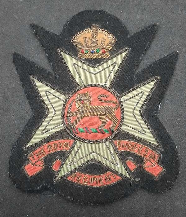 1947 Royal Rhodesia Regiment Bullion Blazer Badge - 10cm x 8cm