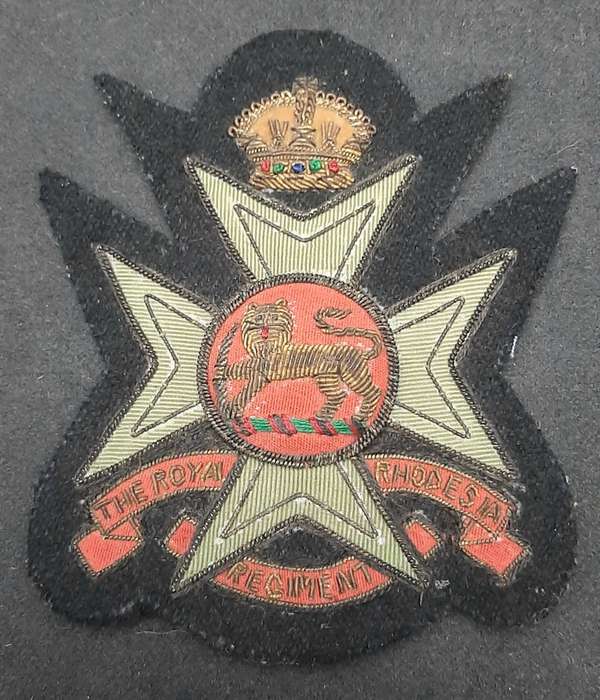 1947 Royal Rhodesia Regiment Bullion Blazer Badge - 10cm x 8cm