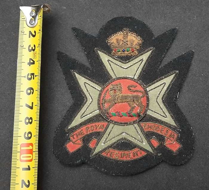 1947 Royal Rhodesia Regiment Bullion Blazer Badge - 10cm x 8cm