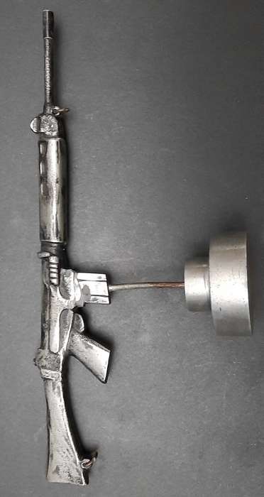 **Rhodesian Bush War: FN FAL Rifle Cast Desk  Model on Plinth (29cm x 12cm).**