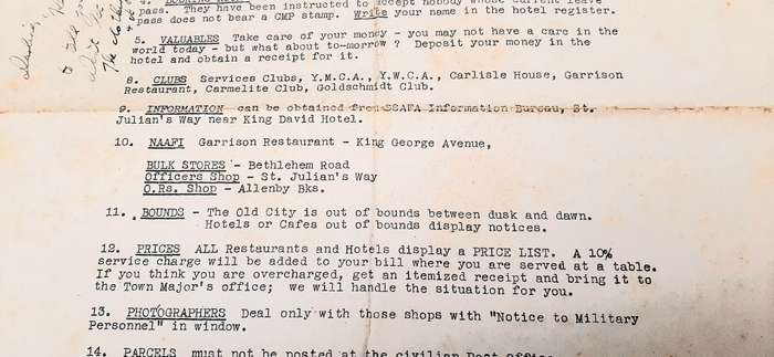 **RARE WW2: British Military Authority `Palestine` Jerusalem City Map (Inscribed April 1944).**