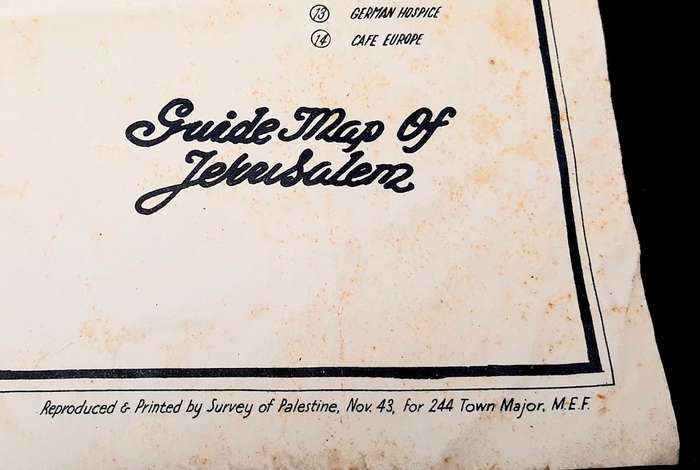 **RARE WW2: British Military Authority `Palestine` Jerusalem City Map (1943/  1944)#2 .**
