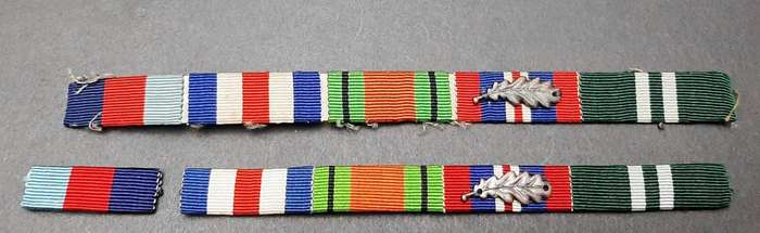 **WW2: Campaign Medal Ribbon Bars w/ Oakleaf Devices (x2 ).**