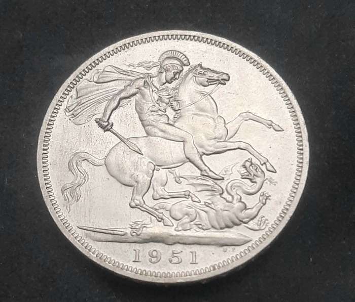 ** Great Britain : 1951 Festival of St. George Commemorative 5 Shilling Coin (VF+).**