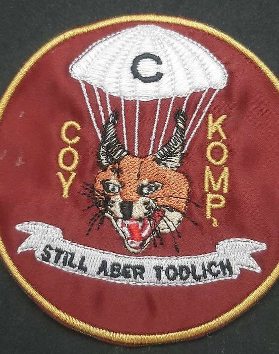 **Border War : 1980s SADF 1 Parachute/ 44 Para Brig. 'C Coy' Tracksuit Badge(9cmx 9cm).**