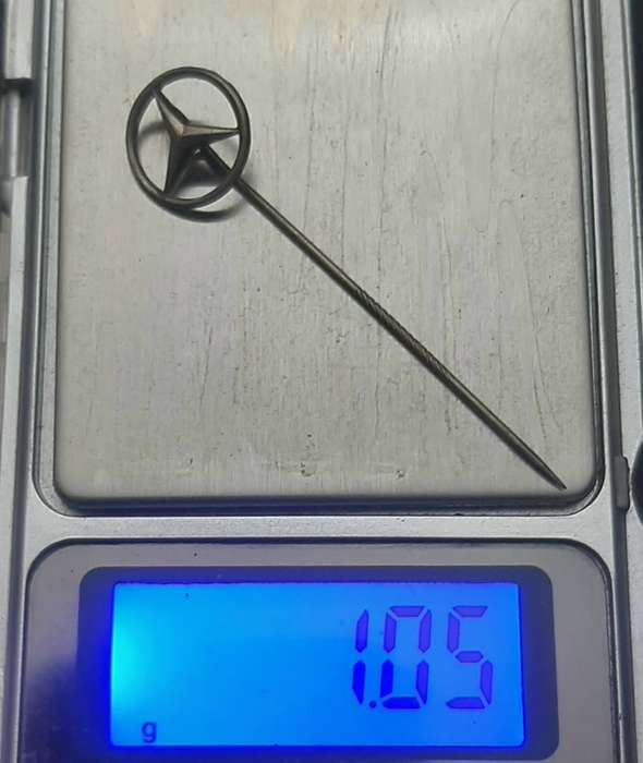 **RARE: 1980s Mercedes-Benz .800 Silver Tie Pin (6.5 cm).**